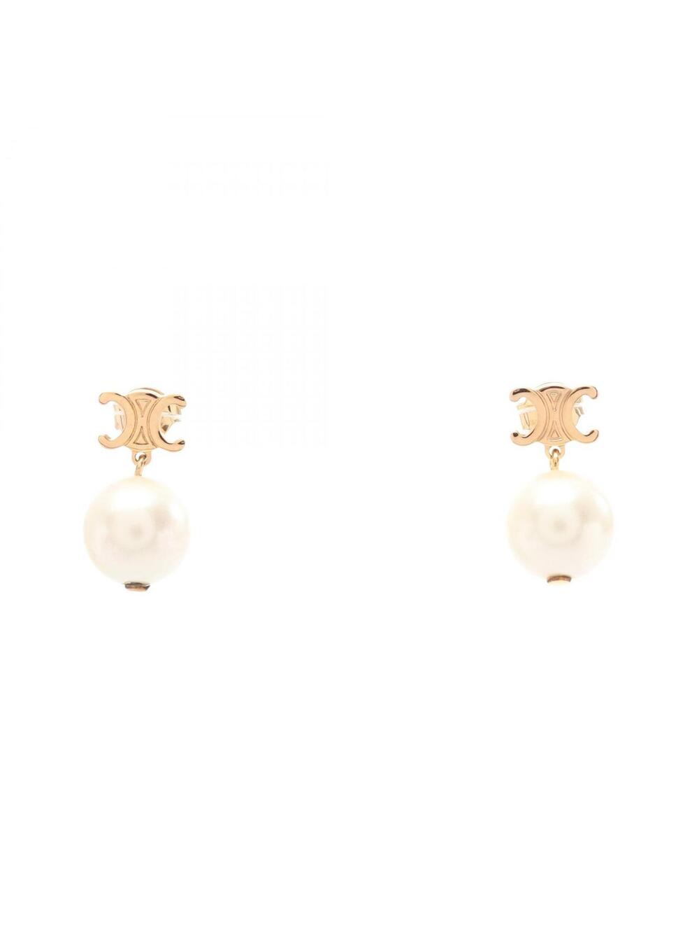 Celine Triomphe Pierced Earrings Gold #342331C37B